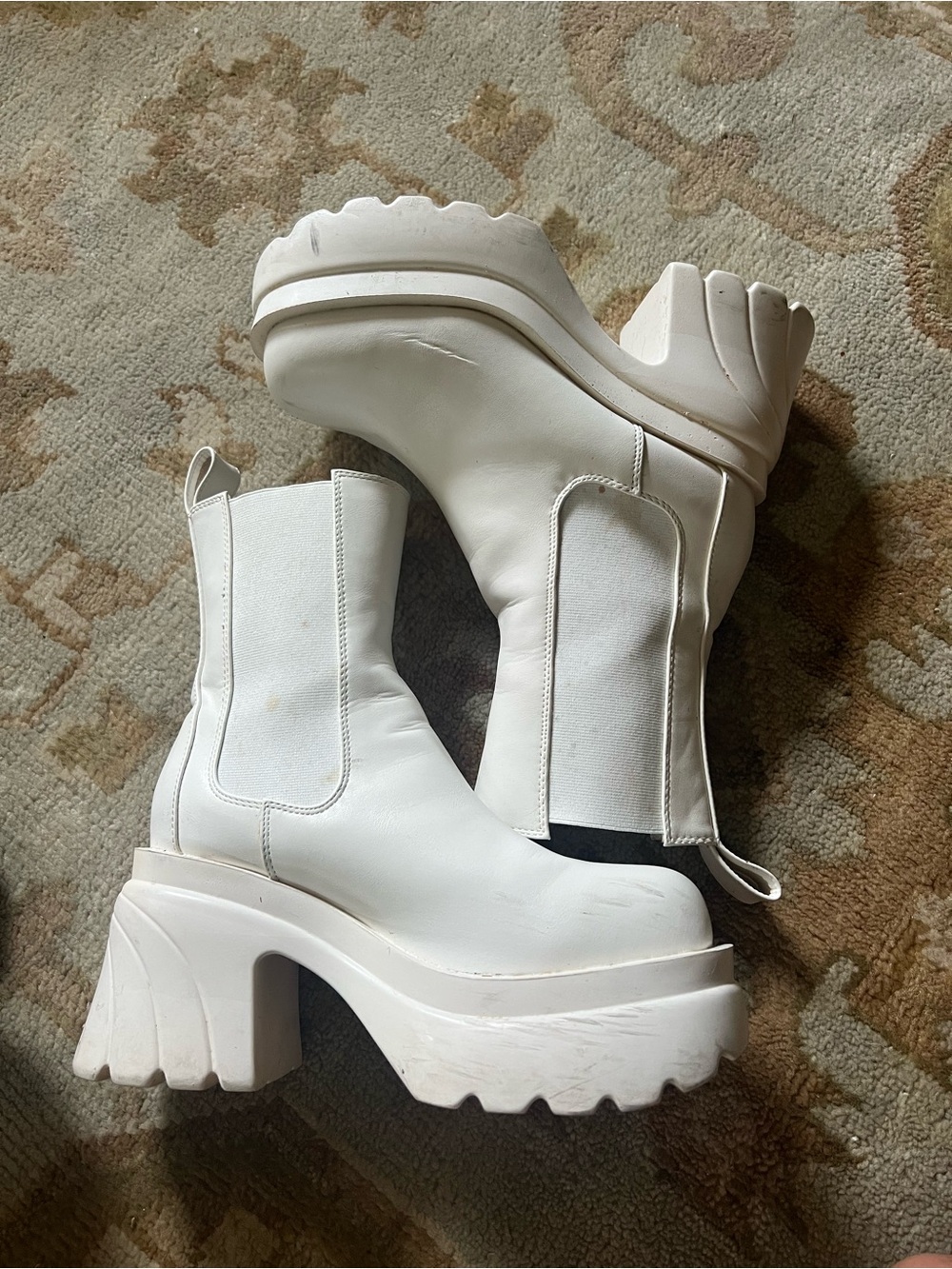 White Platform Chelsea Boots - Women's Fashion Boot